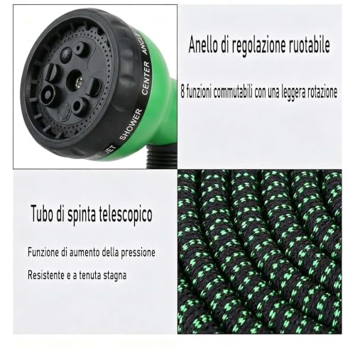 Detalle de Tubo Giardino Estensibile XIBALOM 15 m (50 ft) con Pistola Spruzzo 8 Funzioni
