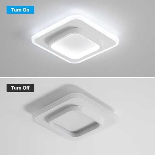 Detalle de DELIPOP Moderna Lámpara de Techo LED 24W: Plafón cuadrado blanco frío 6500 K (24 cm) para pasillo y comedor