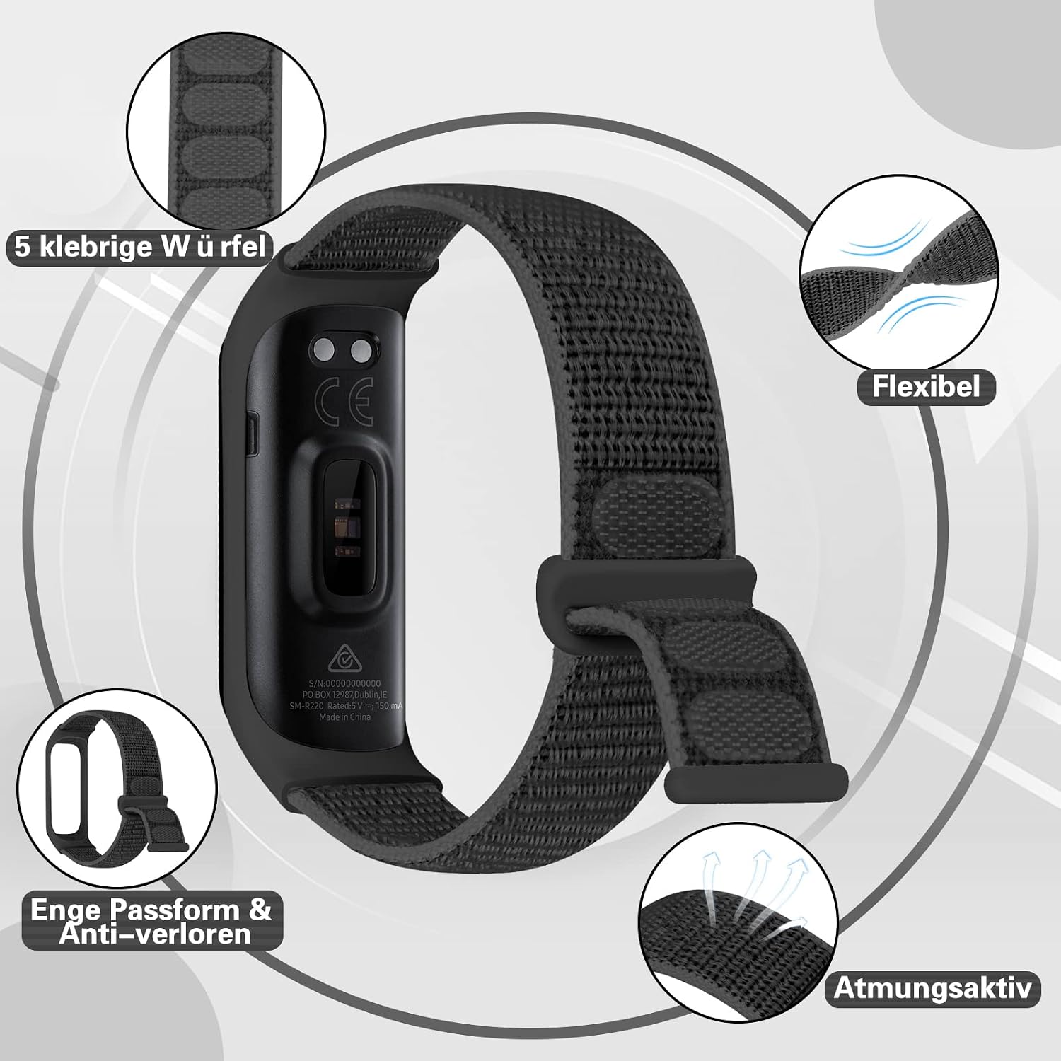 Thumbnail 4 de TumpCez Nylon-Armband für Samsung Galaxy Fit 2 – Verstellbares, hautfreundliches Sportarmband