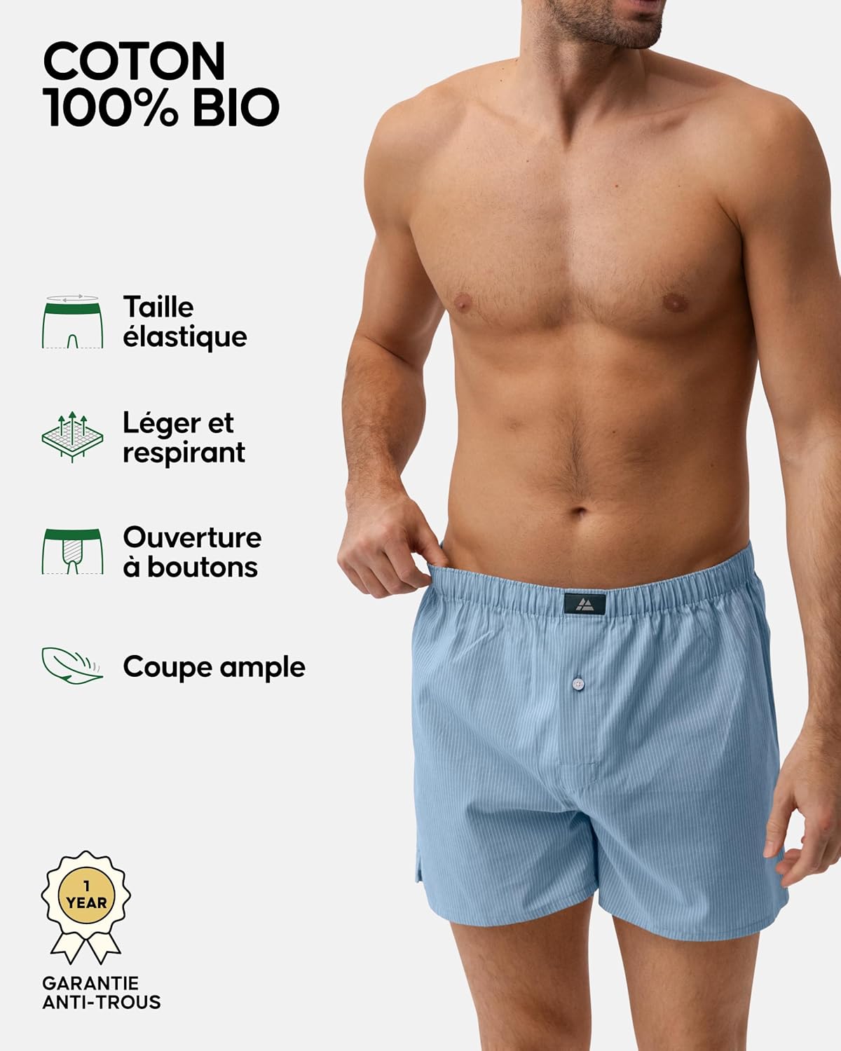 Thumbnail 1 de DANISH ENDURANCE Boxers coton bio ample