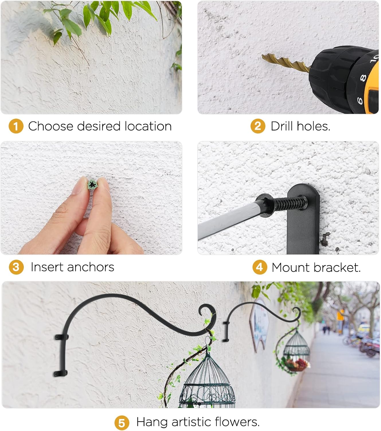Detalle de Lewondr Wall-Mounted Plant Brackets, 12-inch