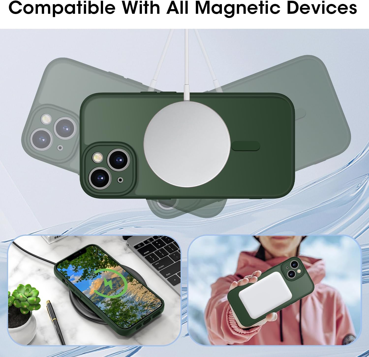 Detalle de ORDA Magnetic Case for iPhone 15 with MagSafe — Full Camera Protection, Slim Matte Finish