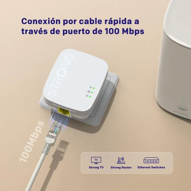 Thumbnail 2 de Adaptador Powerline Strong PL600M AV600 600 Mbps Plug & Play Ethernet