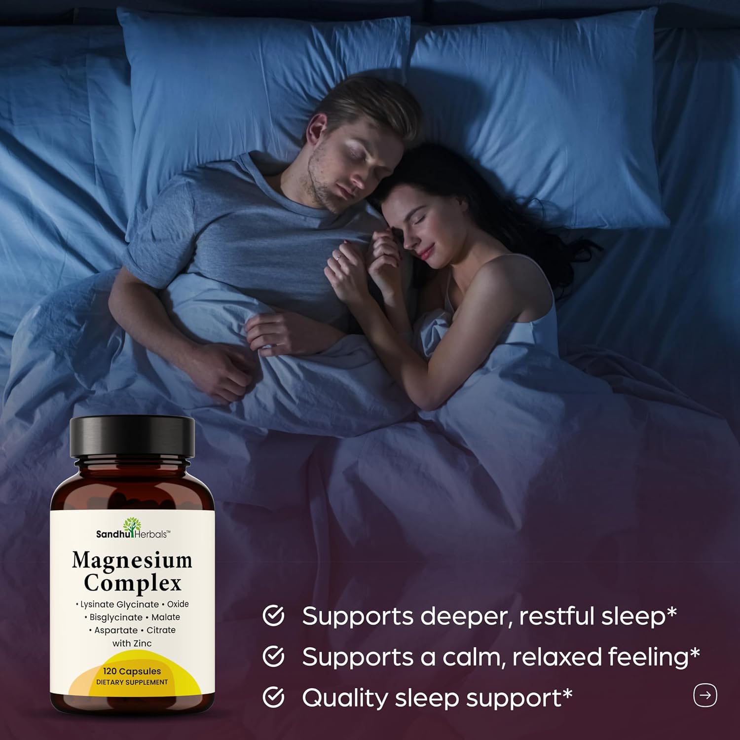 Detalle de SANDHUHERBALS Magnesium Complex 500mg, 120 Capsules with Zinc