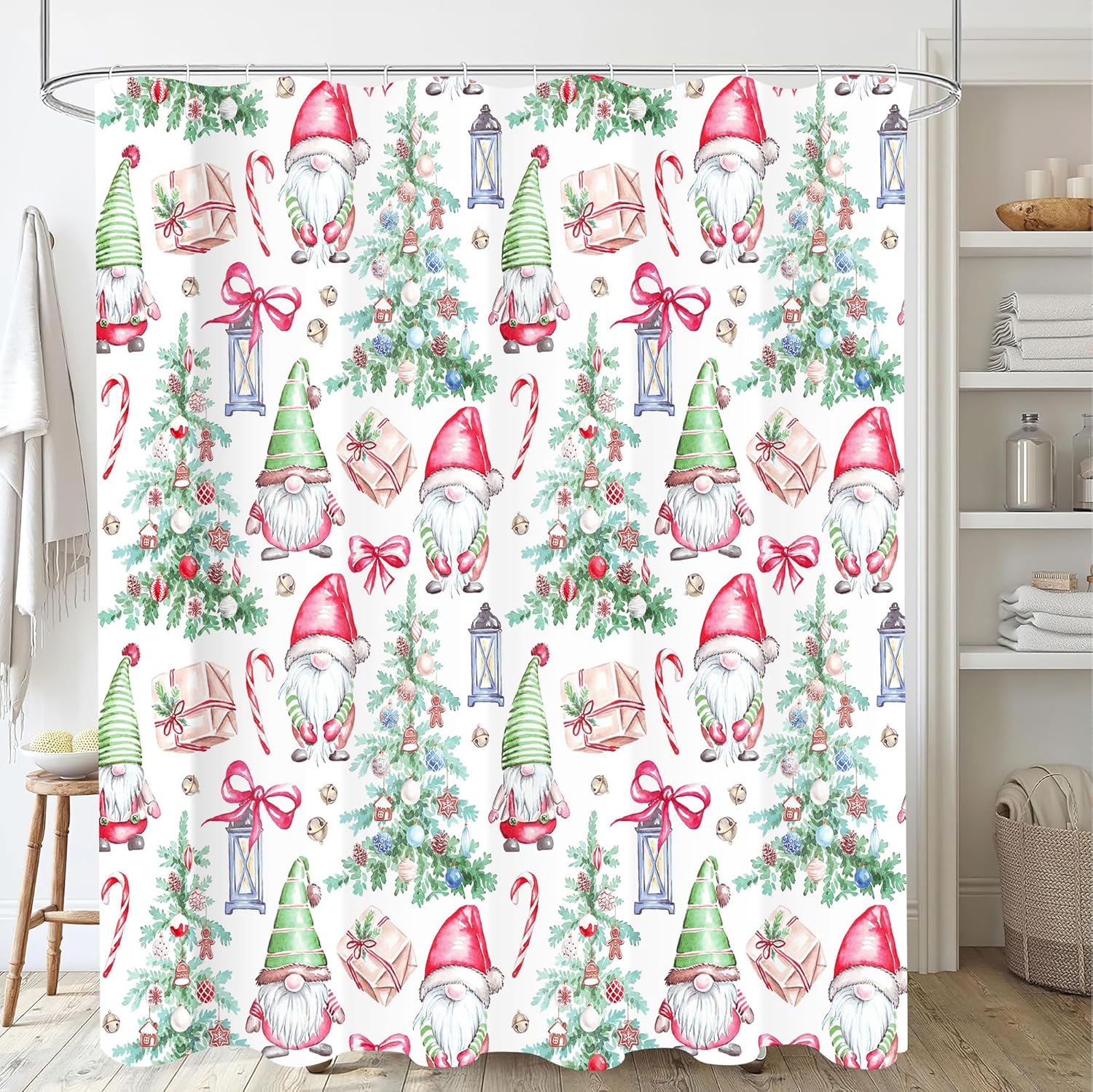 Detalle 2 de M&W DAS DESIGN Duschvorhang Weihnachtlicher Badvorhang 180x200 – anti Schimmel, waschbar, robust