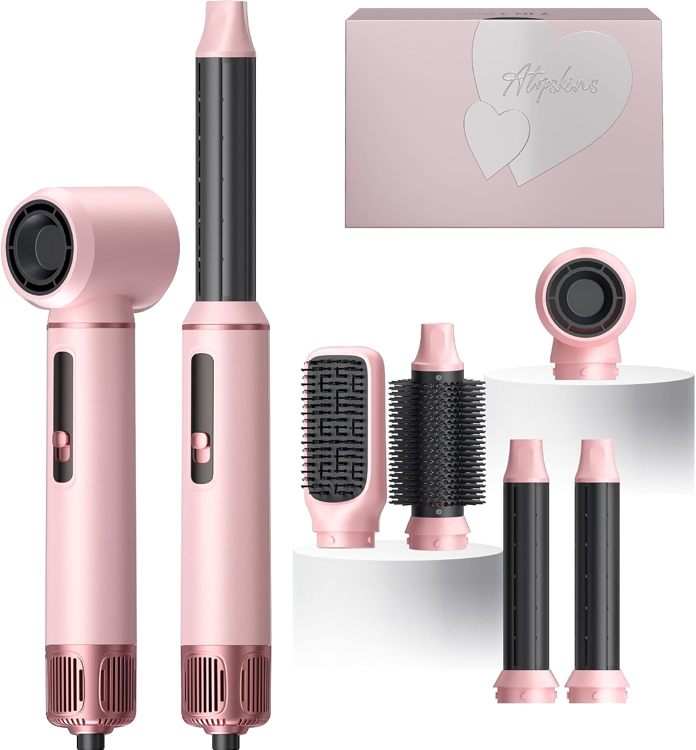 Detalle de 5 in 1 Hot Air Styler Brush (1000W) with LCD Display, Auto Rotating Curler & Snap-On Attachments