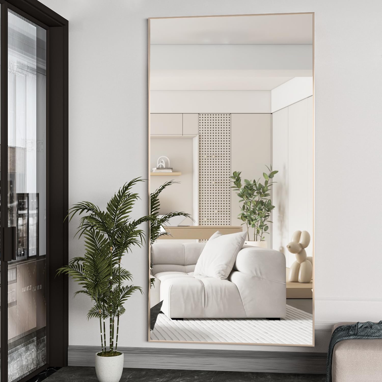 Detalle 1 de NEUWEABY vloerspiegel 180 x 80 cm met goudkleurig aluminium frame