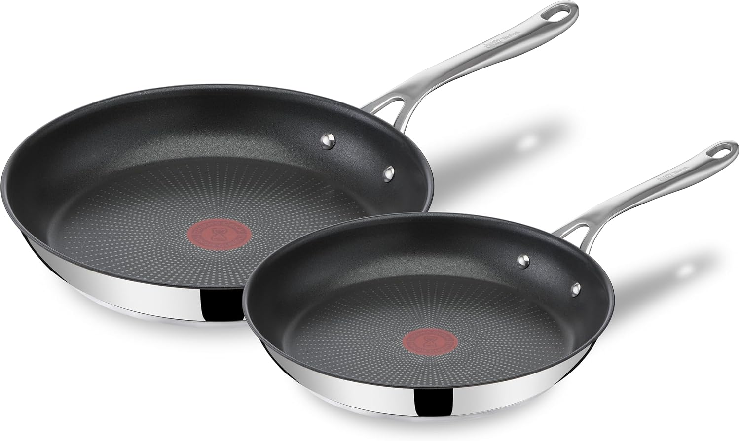 Detalle de T-Fal E304S244 Jamie Oliver Non-Stick Stainless Steel Frying Pan Set, 9.5" & 11