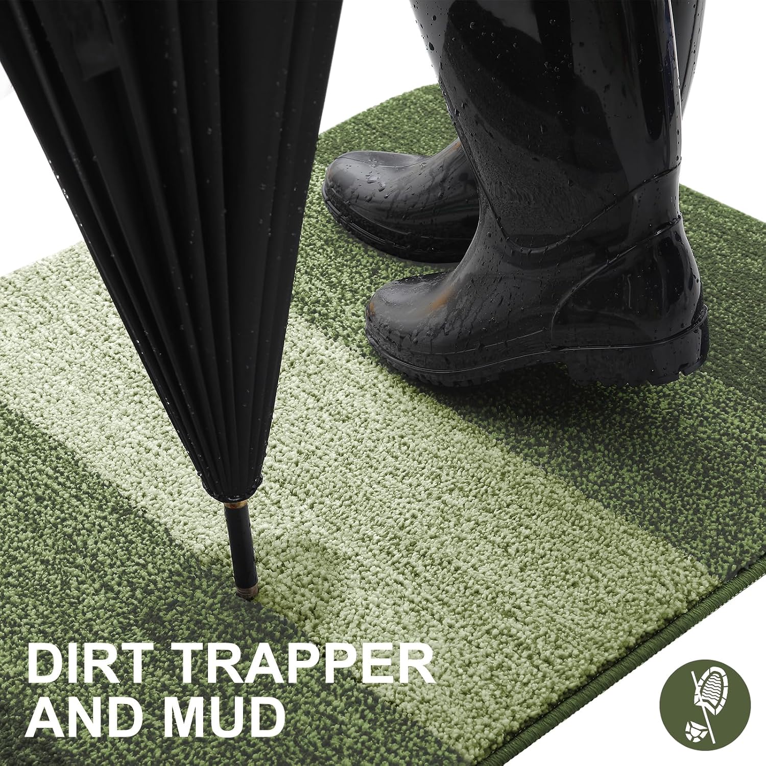 Detalle de Homaxy Indoor Door Mats (80 x 120 cm, Green) – Machine Washable Non-Slip Dirt Trapper Entrance Rug