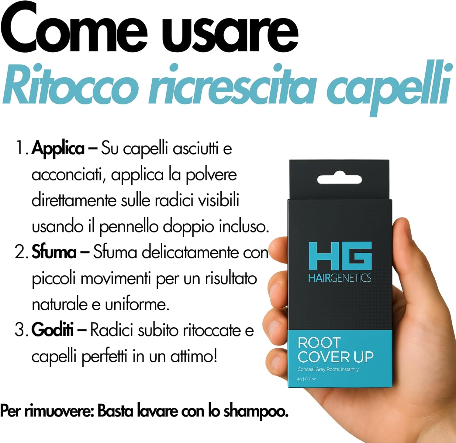 Thumbnail 5 de Hair Genetics Root Cover Up Ritocco Ricrescita Radici – Copre i capelli bianchi e definisce le sopracciglia (Marrone Chiaro)