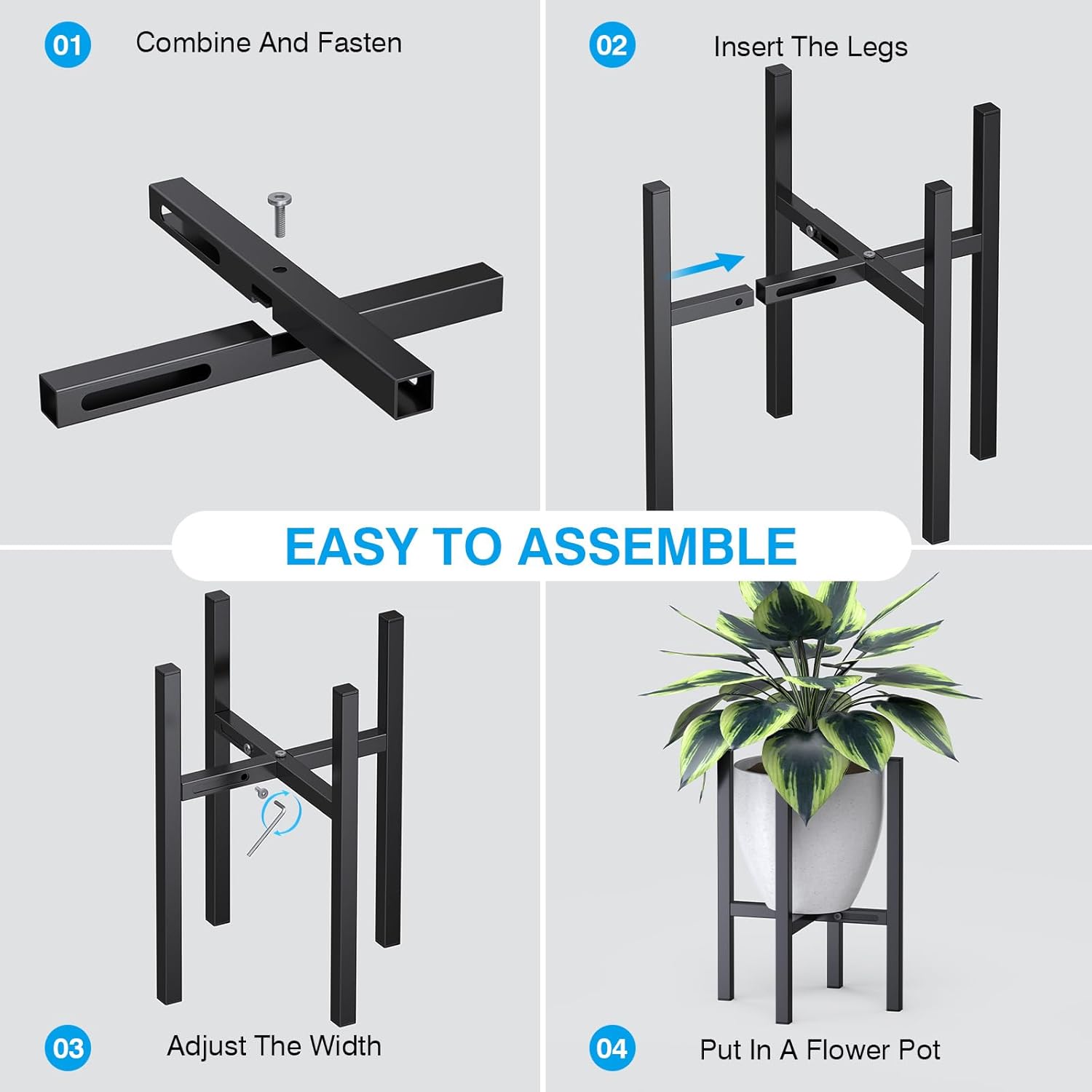 Thumbnail 3 de STLOVe Flower Stand: Adjustable Indoor Plant Shelf in Black Iron
