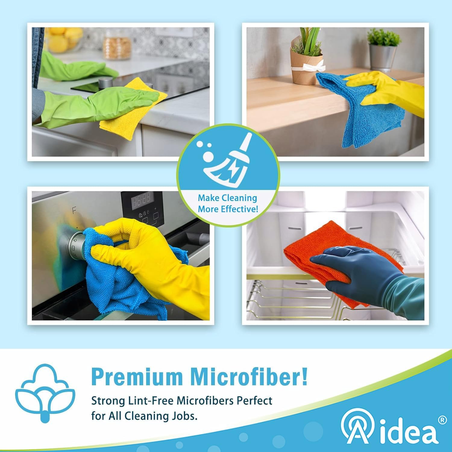 Thumbnail 6 de AIDEA Lot de 12 chiffons microfibre 30 x 30 cm đź§˝