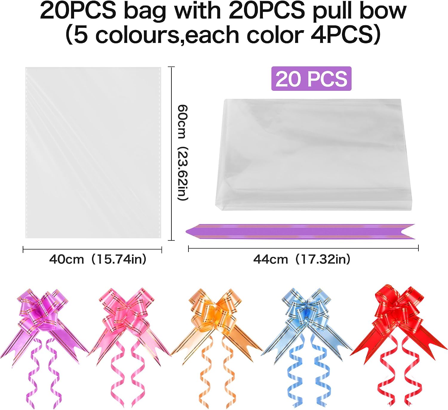 Detalle 2 de Large Cellophane Wrap Bags 60 x 40cm