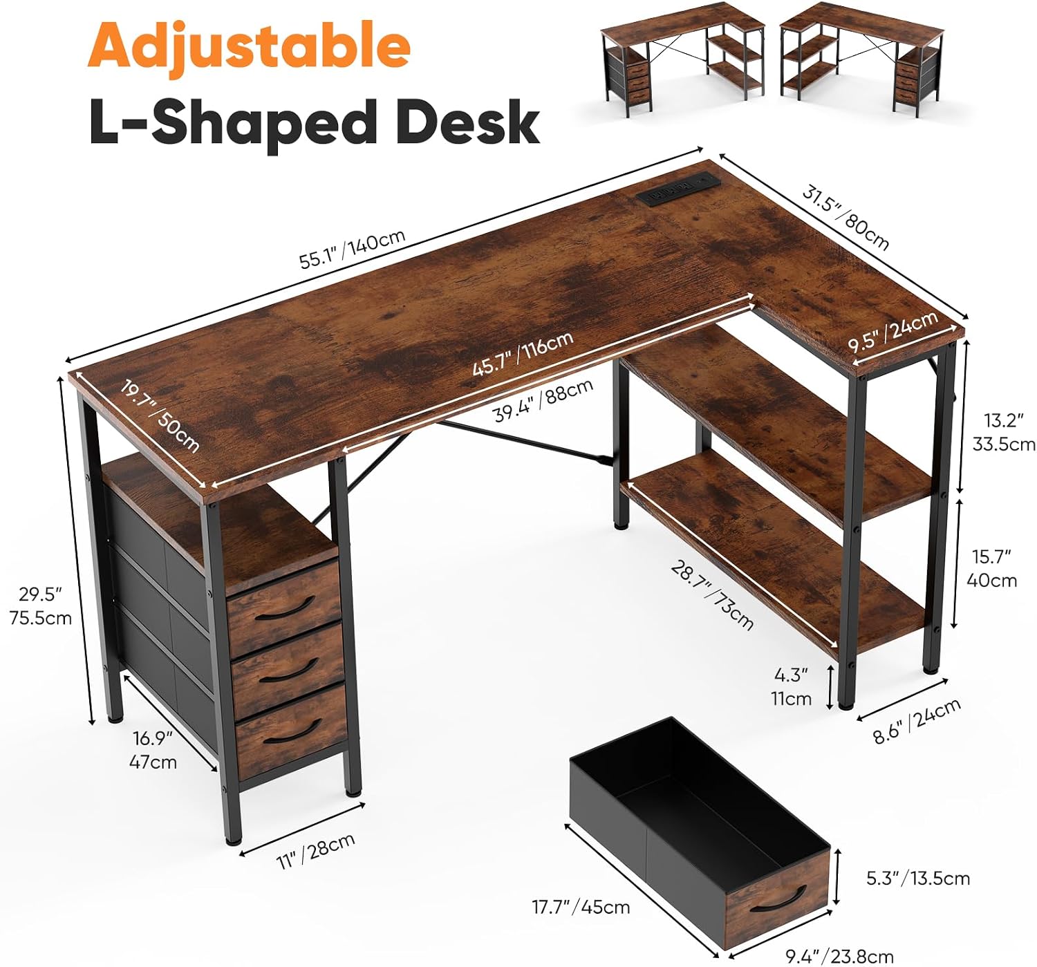 Detalle de OLIXIS L-Shaped Desk 55