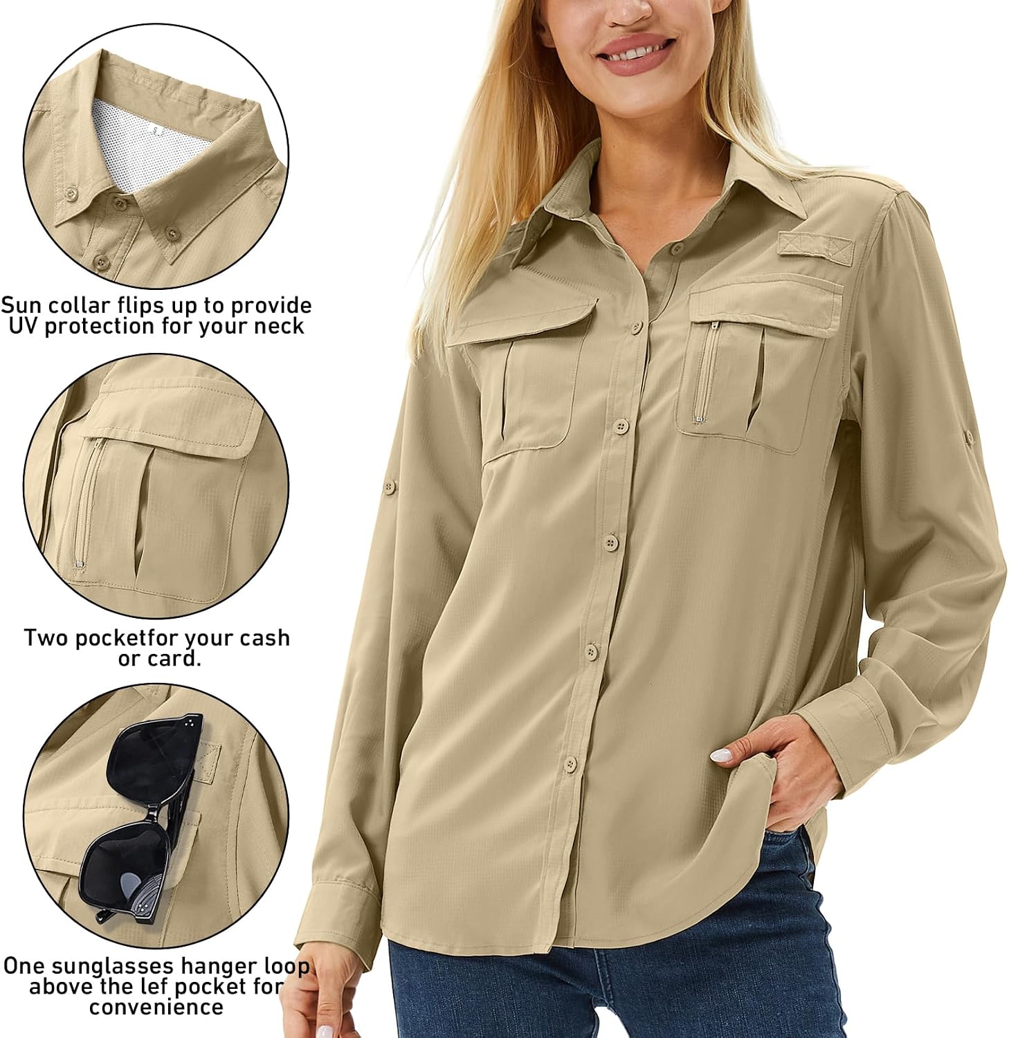 Detalle 2 de Winebox Women’s UPF 50 Long Sleeve Sun Protection Shirt (Quick Dry, UPF 50)