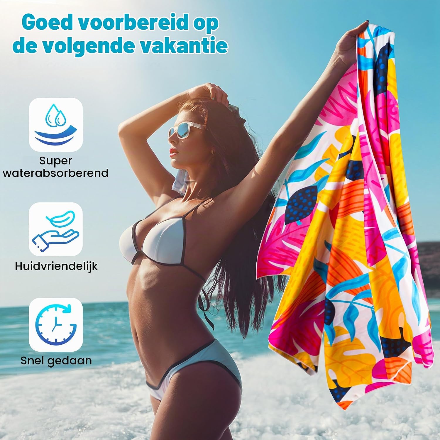 Detalle de Hexify C0116-0653 XXL-strandlakens van microvezel, set van 2, 180 x 90 cm