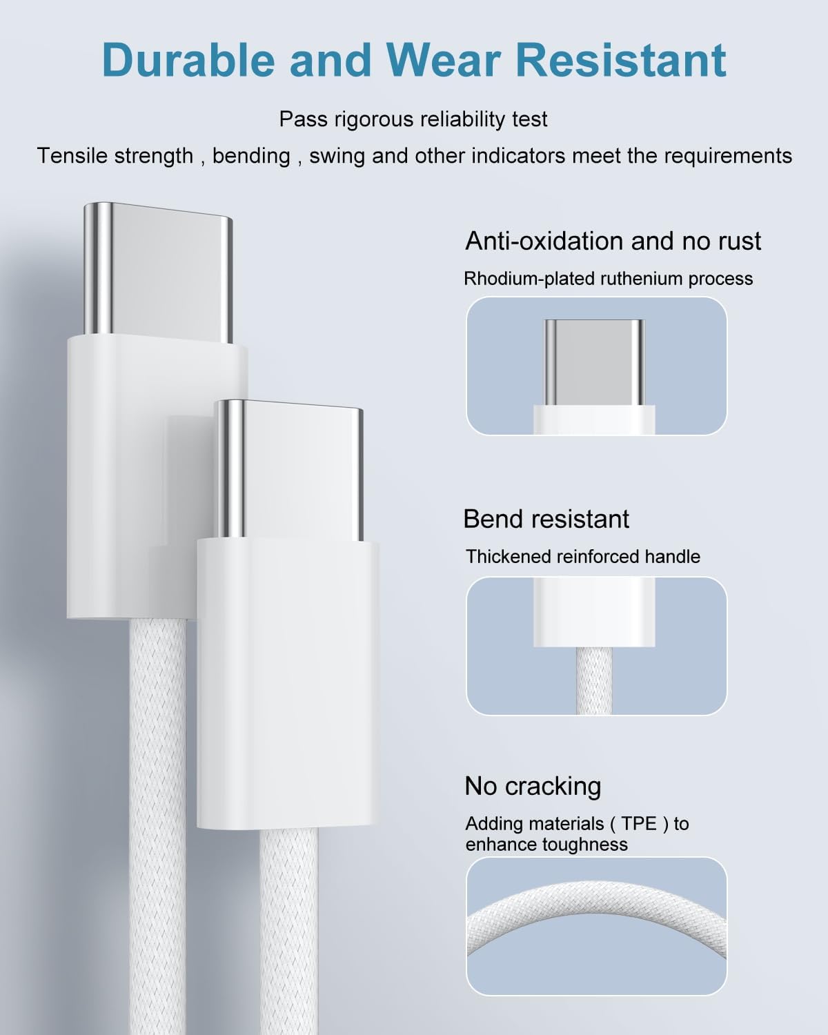 Thumbnail 5 de 2 Pack 20W USB-C Fast Charger for iPhone 15/16/17 and iPad with 2m USB-C Cable (White)