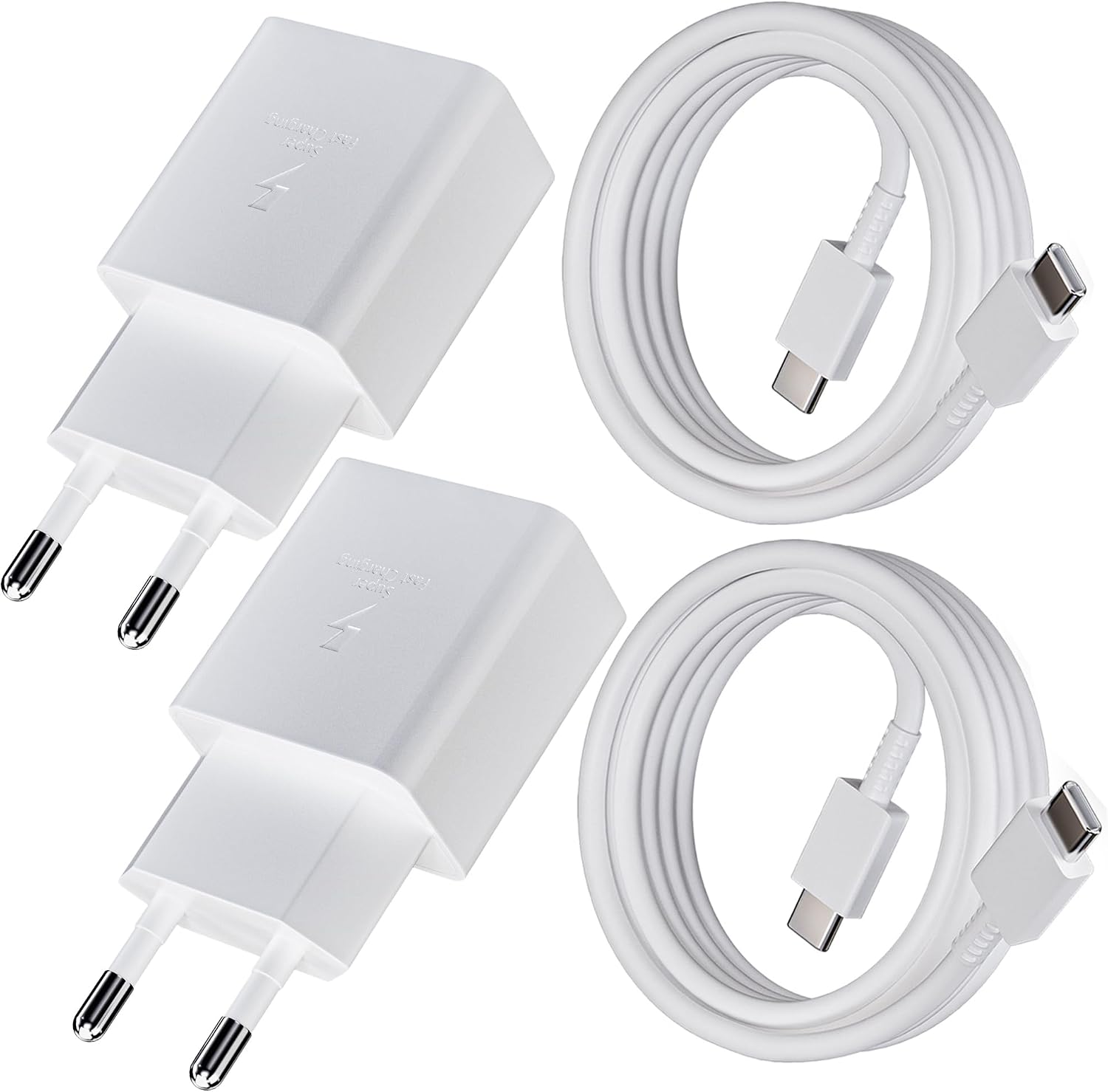 Detalle de JupptElectronics EP-TA800CX USB-C-laders van 25 W met kabels van 1,5 m, 2 stuks