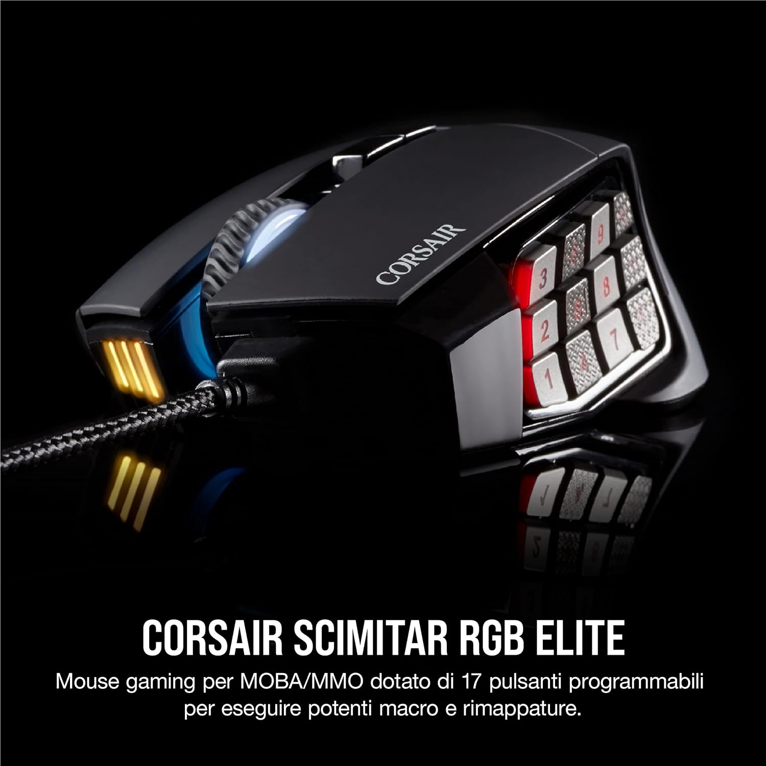 Thumbnail 1 de Corsair Scimitar ELITE RGB: mouse da MOBA/MMO con 18.000 DPI e 17 pulsanti programmabili