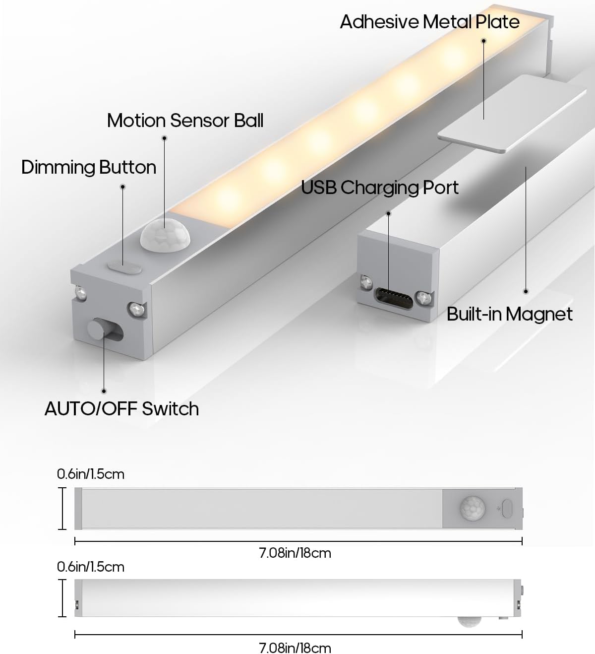 Detalle 2 de GOODEA GDCL010-6 Wireless Under-Cabinet Lights, 6-Pack, Motion Sensor, Warm White