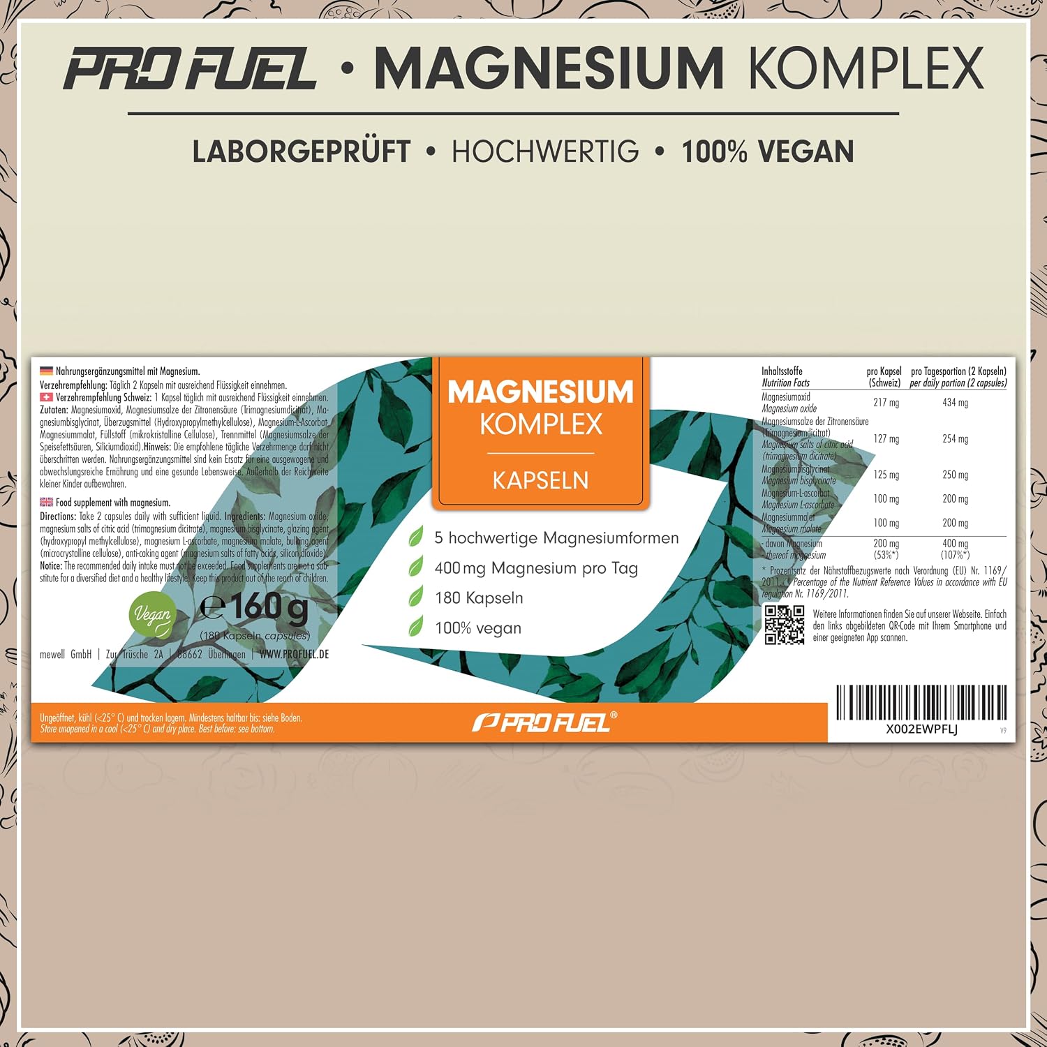 Thumbnail 5 de Magnesium Komplex 400 mg Tagesdosis, 180 Kapseln đź’Š