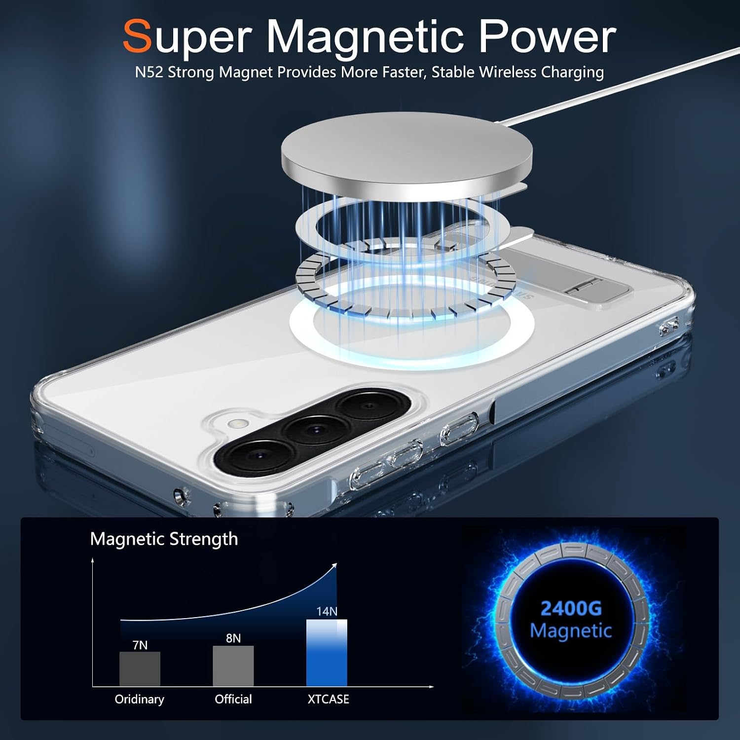 Detalle de XTCASE Coque magnétique pour Samsung Galaxy A27 – Transparente, anti-choc et support Invisible