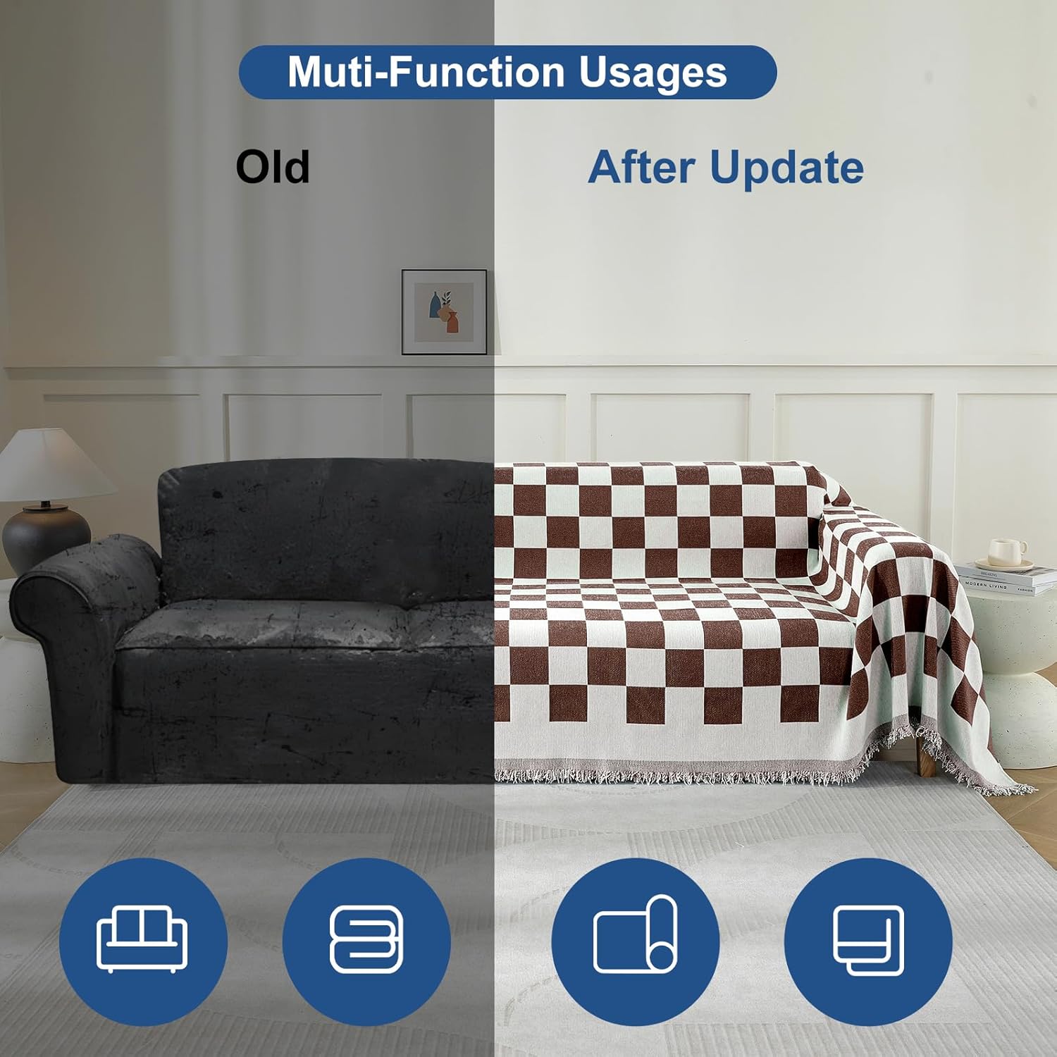 Thumbnail 5 de Ystyle Couvre Canapé 180x340 cm en jeté de canapé, housse universelle 1/2/3/4 places (café)