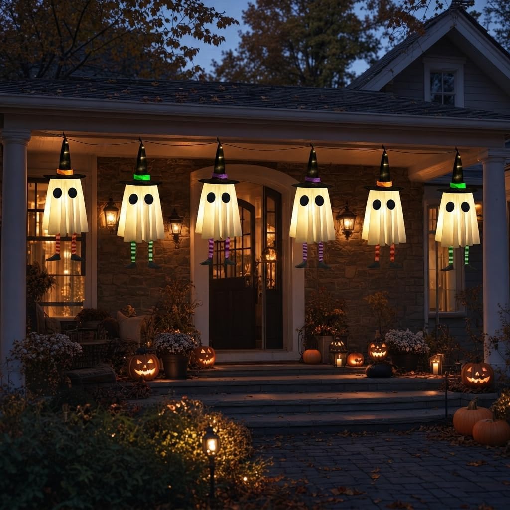 Detalle 1 de CYSKXYI ZM-014 Hanging Halloween Ghost Lights, 3-Pack, Warm White LEDs