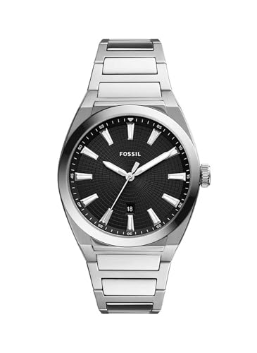 Detalle de Fossil Everett para hombre: reloj de cuarzo con fecha, correa intercambiable en piel o acero