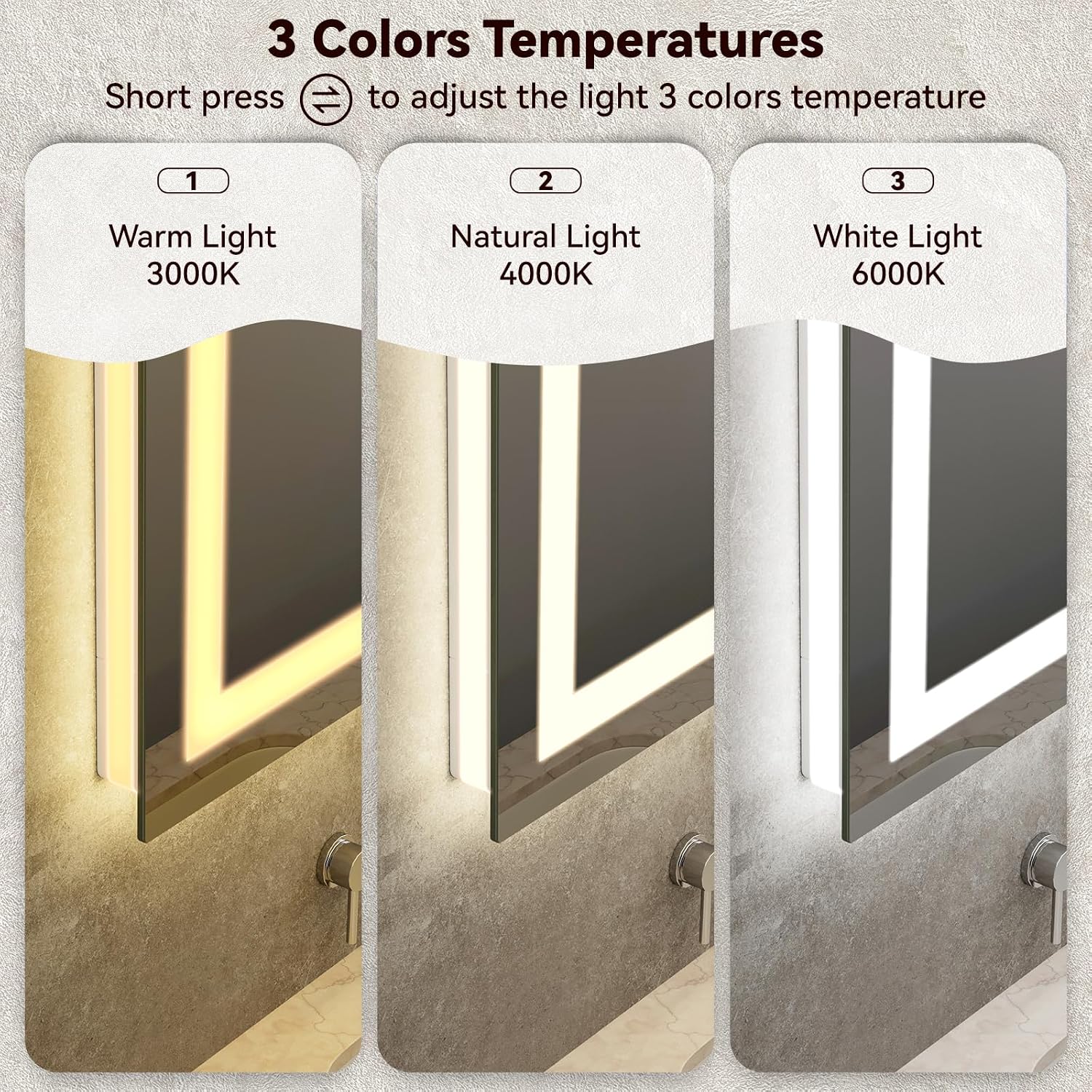 Detalle 2 de SHYWENHSIU 28" x 36" LED Bathroom Mirror, Frontlit and Backlit, Anti-Fog
