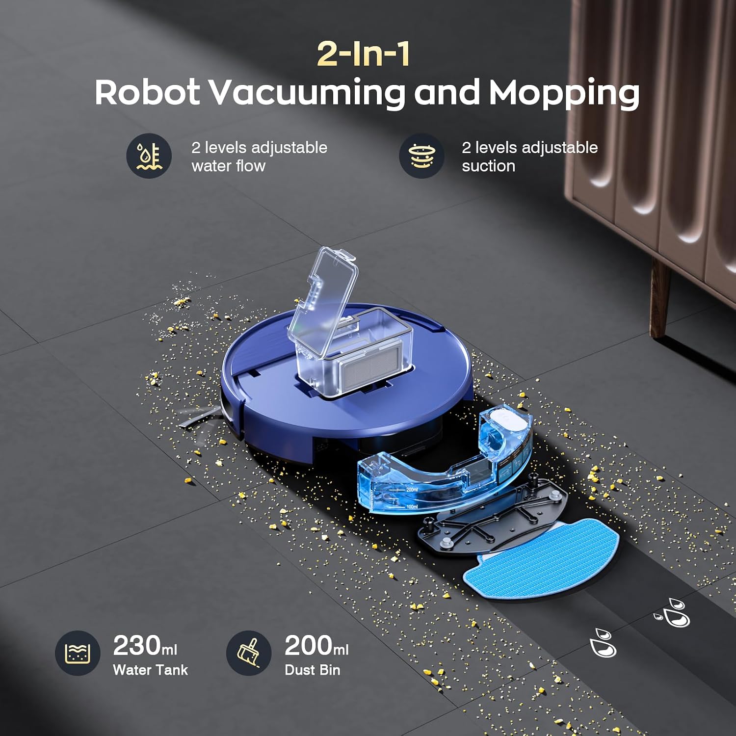 Detalle 2 de iMartine BR151 Robot Vacuum and Mop with App Control and Pet Hair Cleaning