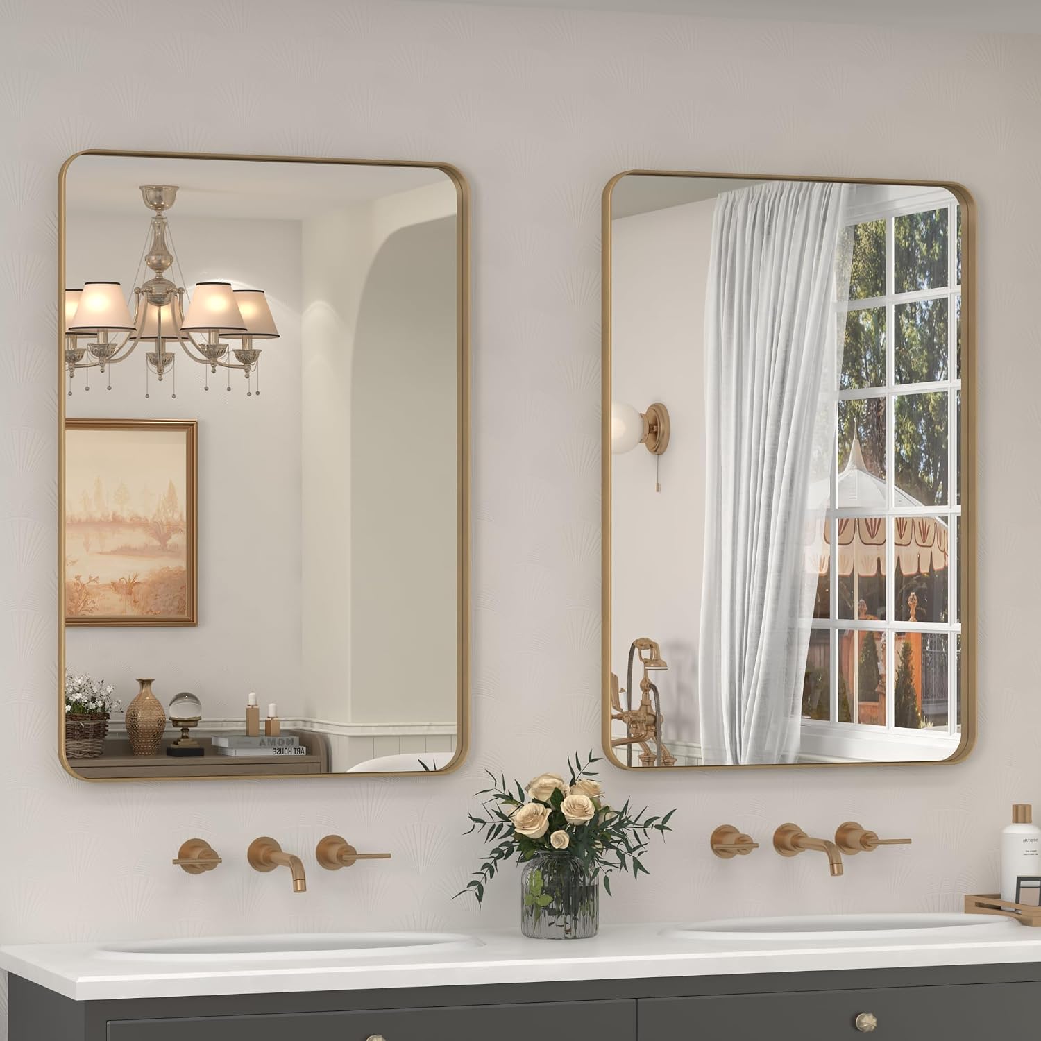 Thumbnail 6 de CHARMOR 24x30 Inch Silver Bathroom Mirror with Brushed Aluminum Frame