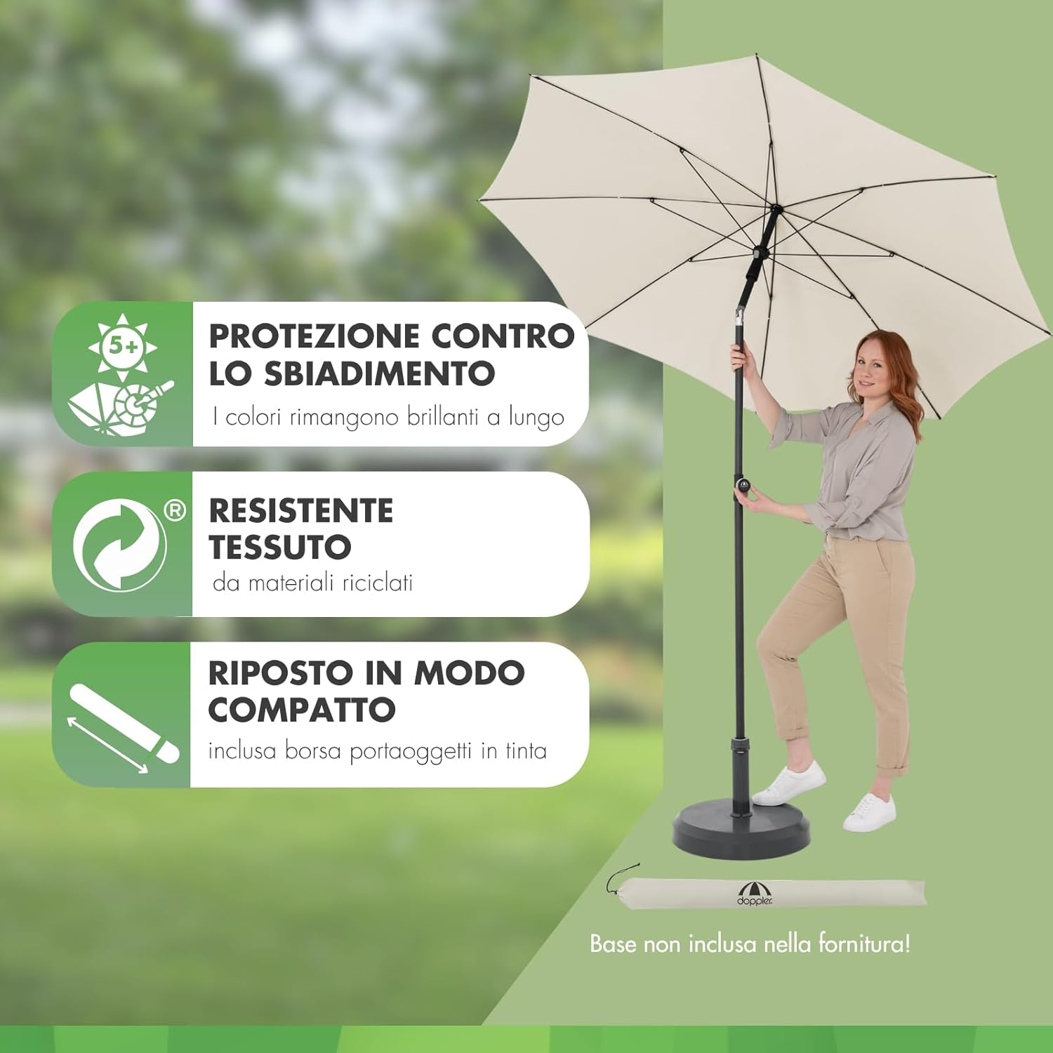Thumbnail 3 de Doppler Parasole Rethink I 200 cm in natura – rotondo inclinabile, con copertura