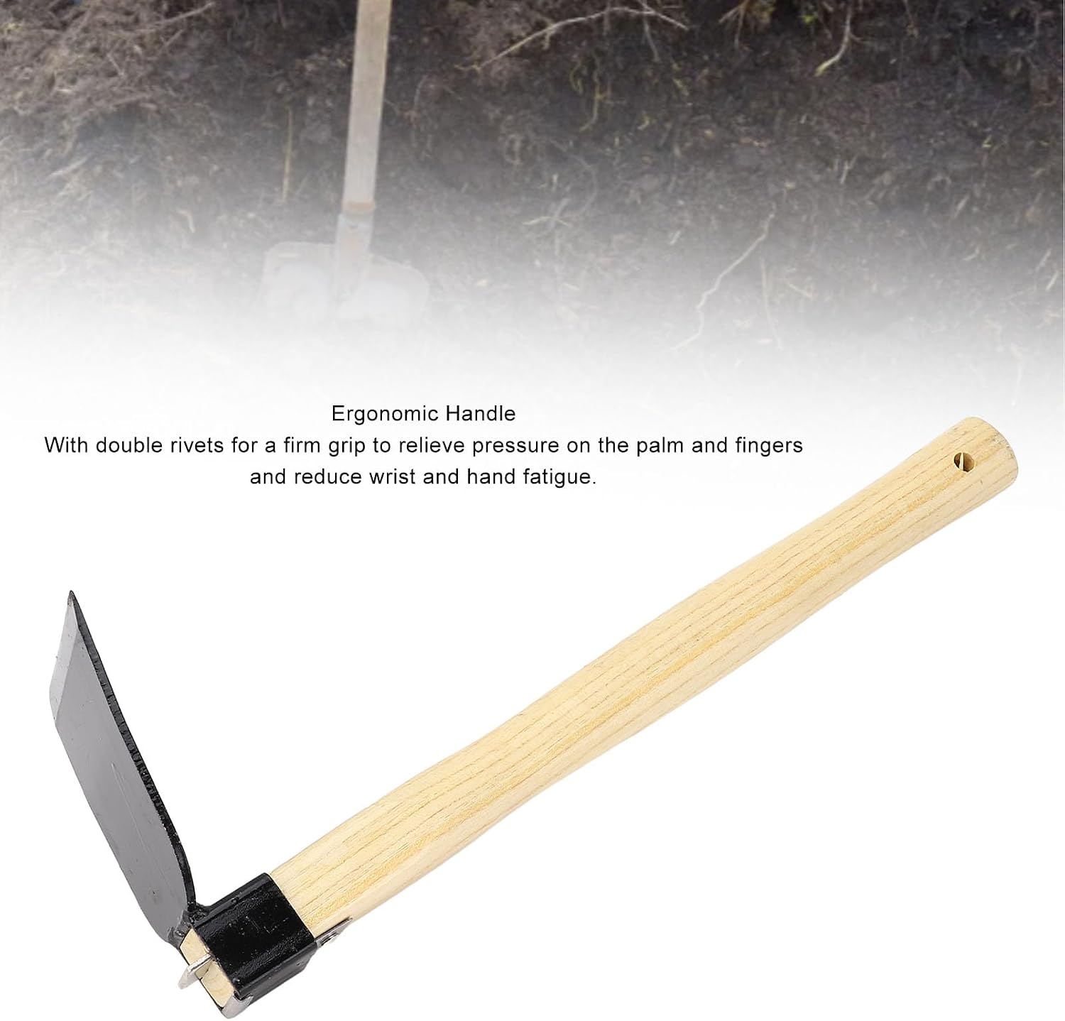 Thumbnail 4 de Aramox D202 handschoffel met houten handvat en koolstofstalen blad