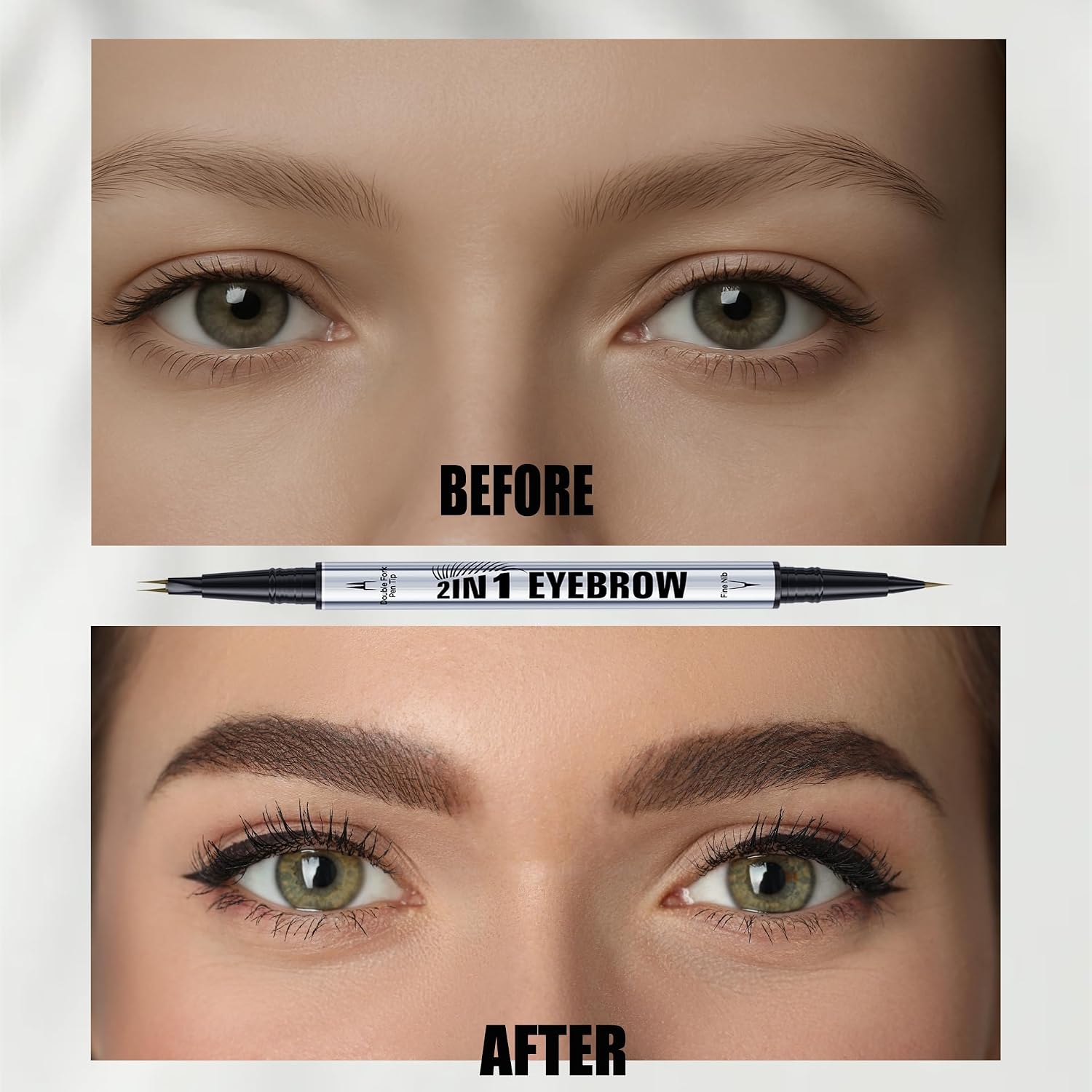 Thumbnail 1 de YZ&YL Crayon sourcil double embout imperméable effet poil (marron noir) avec micro-pointe et pinceau