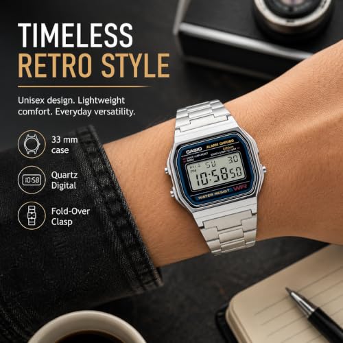 Detalle 2 de Casio Orologio da Uomo Digitale A158WEA-1EF: cinturino in acciaio inox, stile versatile