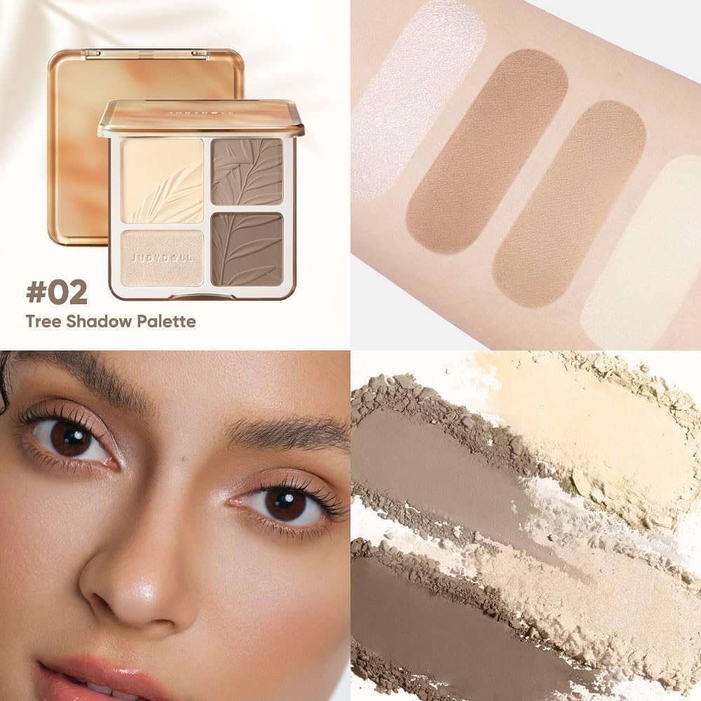 Thumbnail 4 de JUDYDOLL Highlight & Contour Palette (Warm Skin Tone) — 4-color matte compact for beginners, blendable face makeup