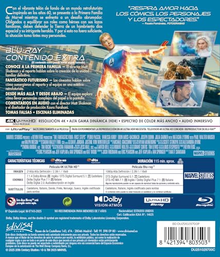 Detalle de Los 4 Fantasticos: Primeros Pasos (4K UHD + Blu-ray) – ficha de compra clara y útil