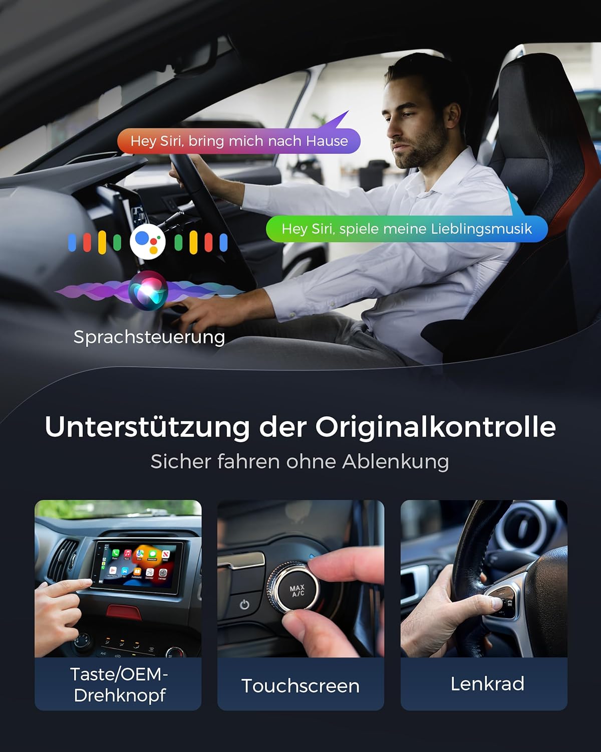 Thumbnail 3 de WityEye Wireless CarPlay & Android Auto Adapter 2-in-1 (Kabellos über CarPlay/Android Auto), mit RGB-Umgebungslicht und 5,8-GHz-WLAN