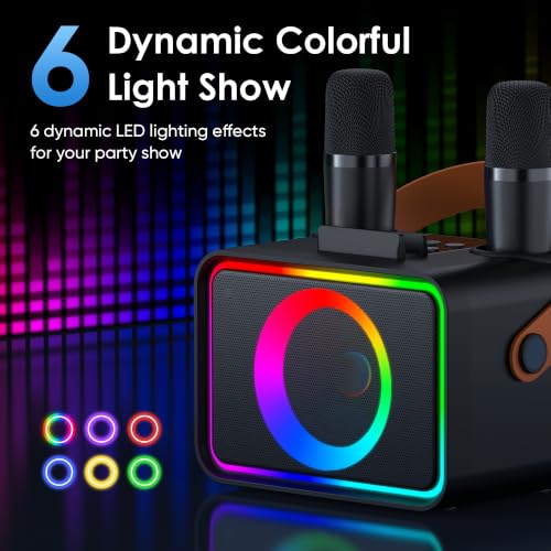 Thumbnail 3 de Ultramic Karaoke Machine for Kids & Adults (Black) — Portable Bluetooth Speaker with 2 Wireless Mics and LED Lights