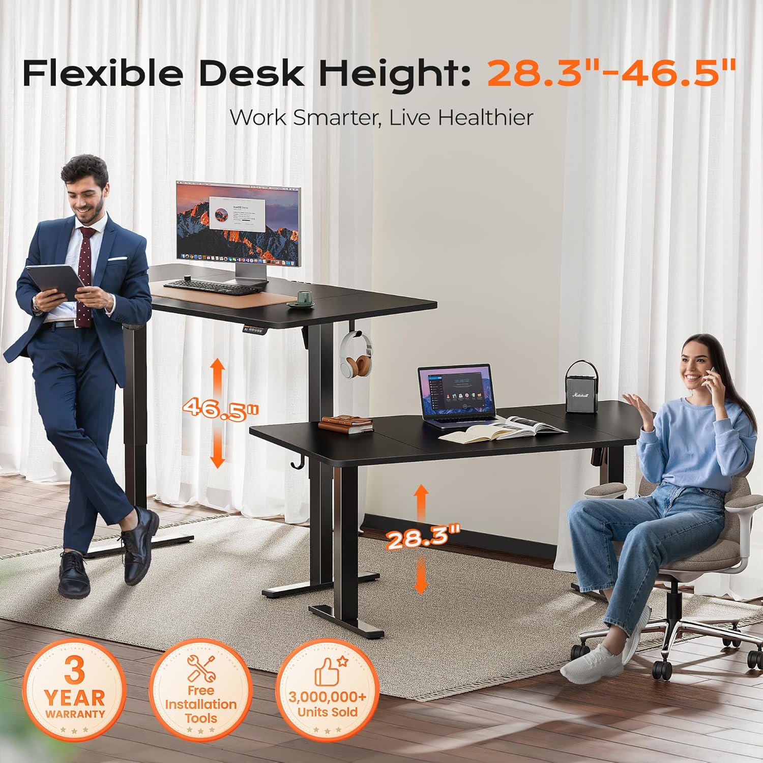 Detalle de Huuger 63 x 28 Electric Standing Desk 27.6"