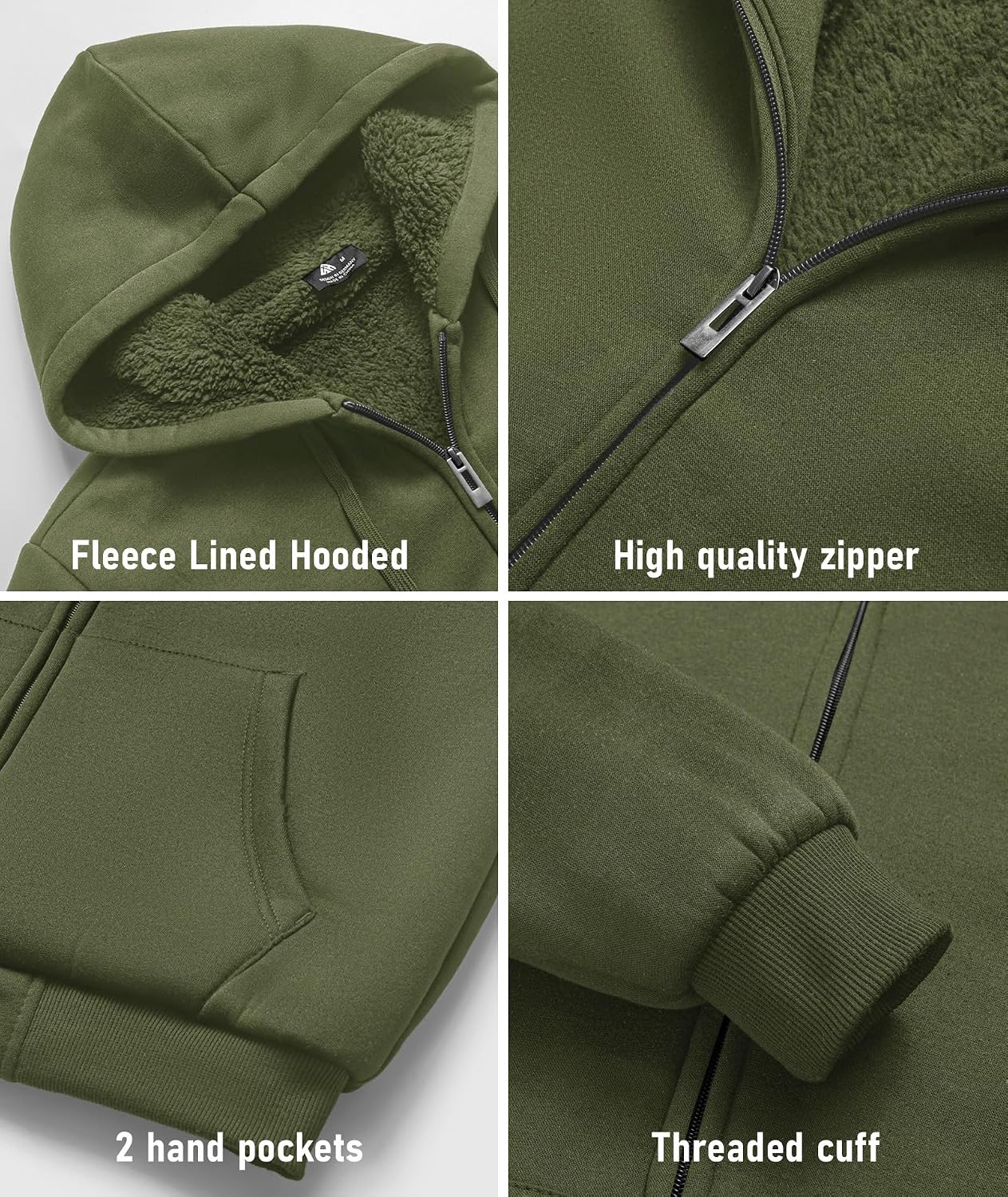 Detalle 2 de SCODI Men's Zip-Up Hoodie, Sherpa-Lined