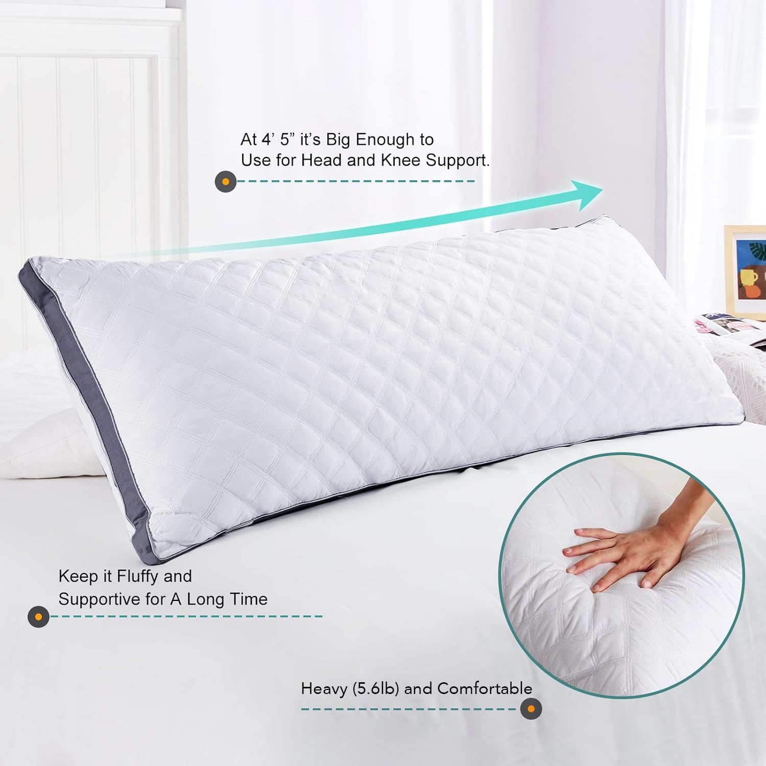 Thumbnail 5 de Oubonun Adjustable Full Body Pillow for Side Sleepers, Polyester Fill