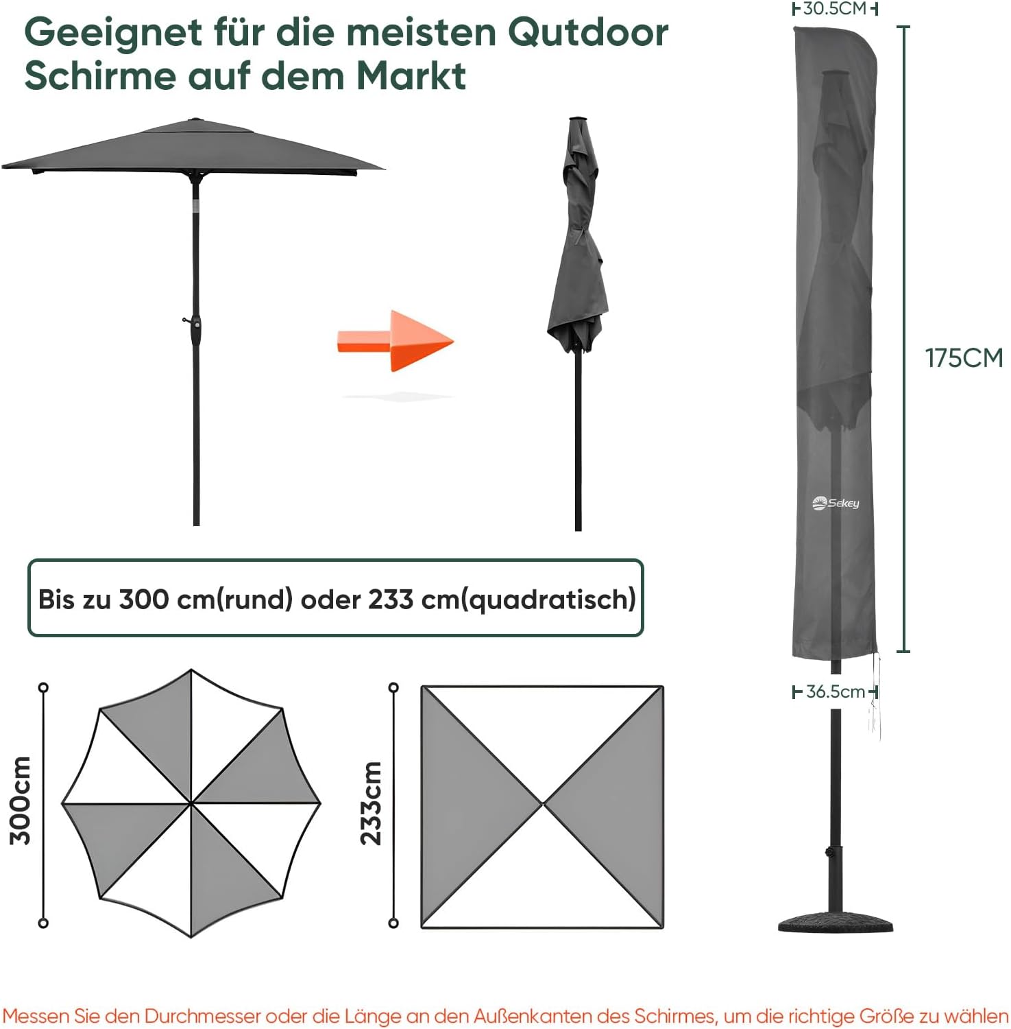 Detalle 2 de Sekey funda parasol 200x150x125 cm