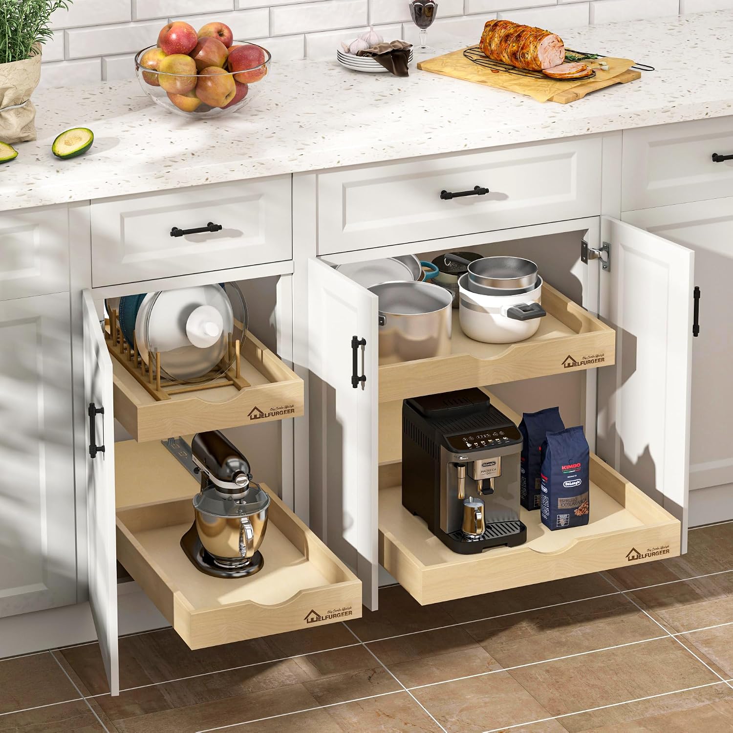 Thumbnail 1 de WelFurGeer Soft Close 11" W x 21" D Pull Out Cabinet Drawers