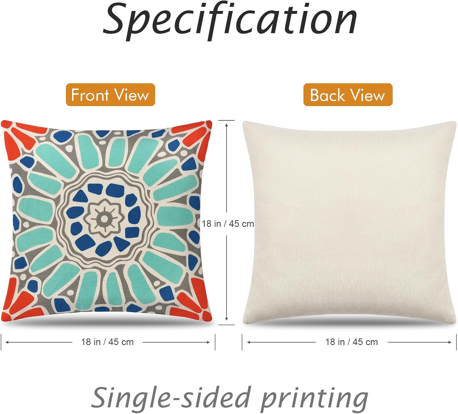 Detalle de Weldomcor Waterproof 18x18 inch Cushion Covers Set of 4 — Boho Outdoor Decor