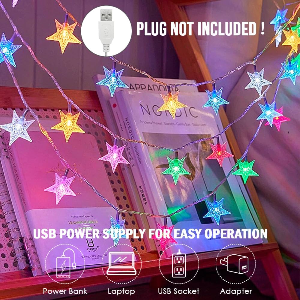 Detalle de MUCHER Star Fairy Lights string lights (USB powered), 6m with 40 multicolour LEDs