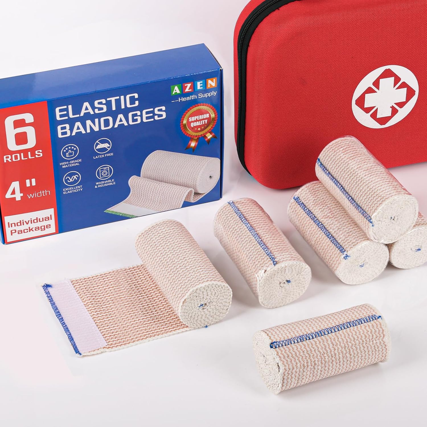 Thumbnail 6 de AZEN Premium Elastic Bandage Wrap, 6-Pack, 4-Inch Cotton, Latex-Free