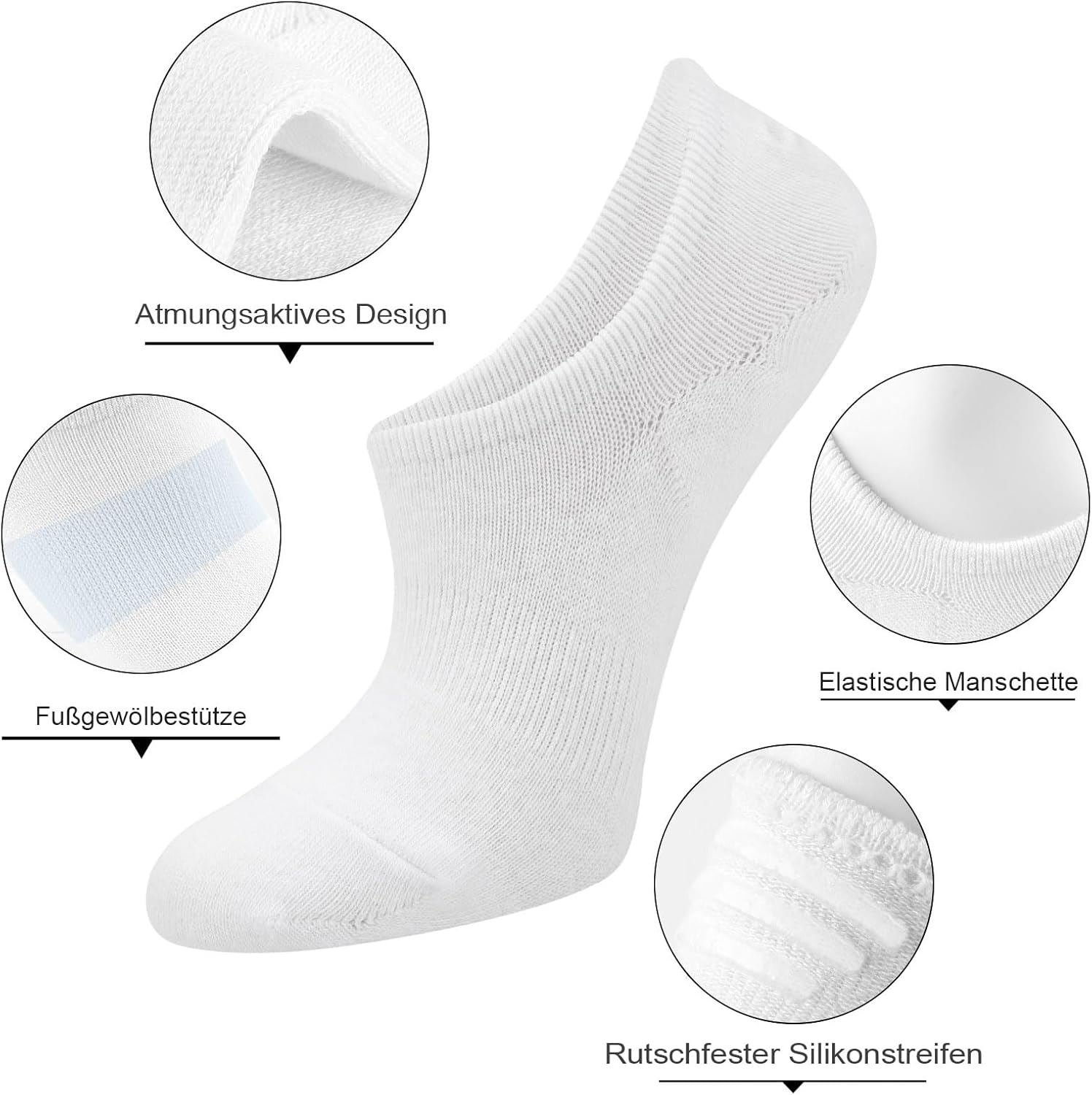 Thumbnail 3 de Blu Ninfee Sneaker-Socken im 10er Pack: rutschfeste No-Show Füßlinge für Damen & Herren