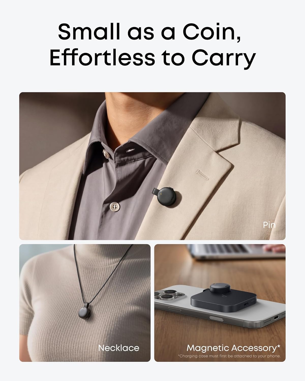 Thumbnail 3 de soundcore Work AI Voice Recorder by Anker — Wearable AI Meeting Companion